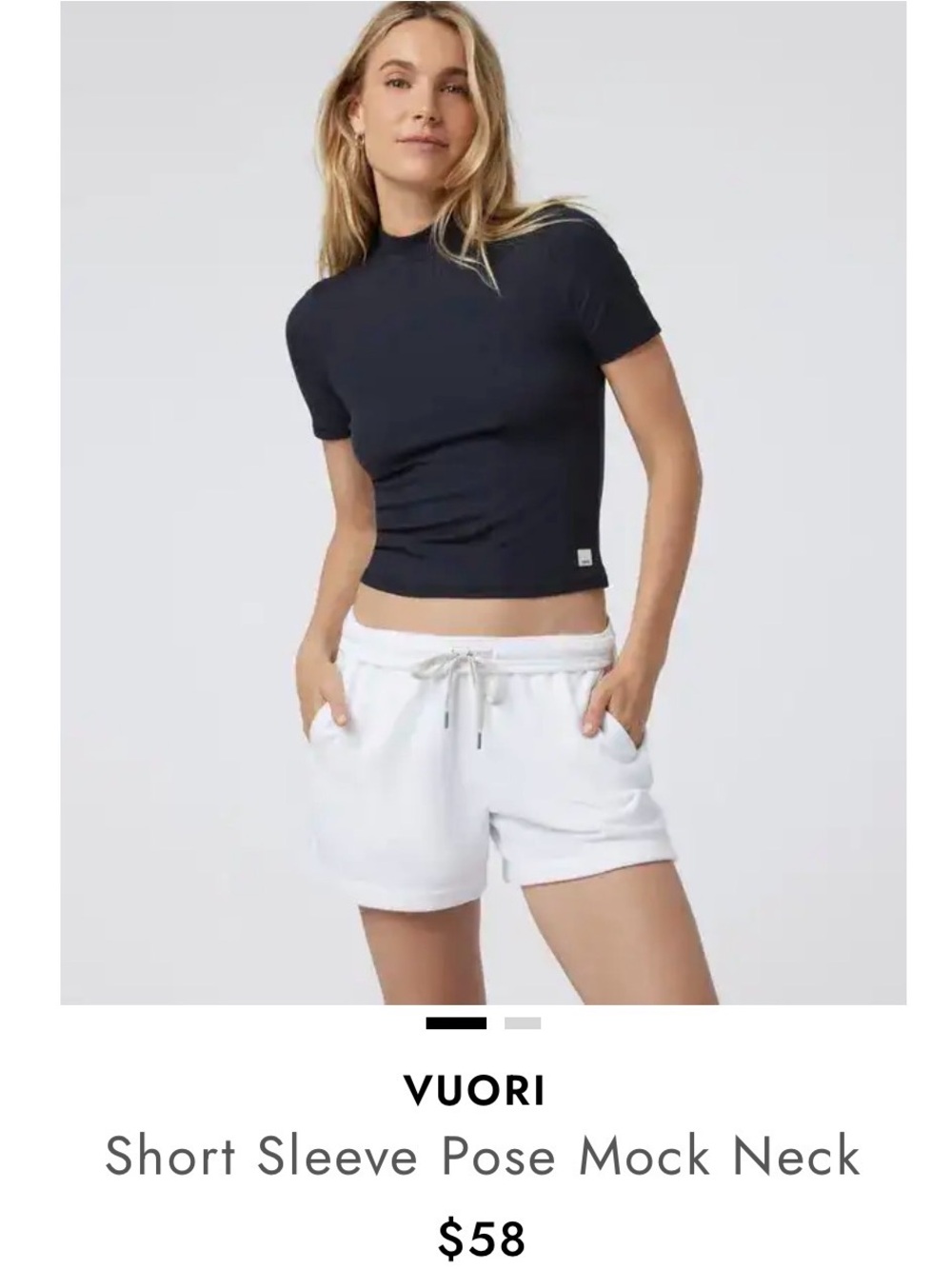 Vuori Black Short Sleeve Mock Neck Crop Top - Picture 4 of 4